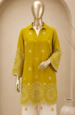 Amna Khadija Embroidered Cotton Lawn Stitched 2 Piece Suit – Mustard(PKAK01) - Image 5