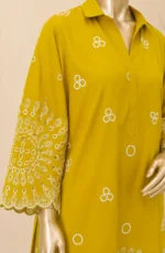 Amna Khadija Embroidered Cotton Lawn Stitched 2 Piece Suit – Mustard(PKAK01) - Image 3