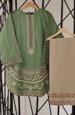 Amna Khadija Embroidered Cotton Lawn Stitched 2 Piece Suit (PKAK02) - Image 2