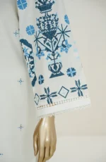 Amna Khadija Embroidered Stitched 2 Piece Suit – White & Blue (PKAK04) - Image 2