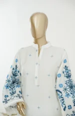 Amna Khadija Embroidered Stitched 2 Piece Suit – White & Blue (PKAK04) - Image 4