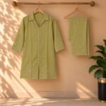 Amna Khadija Embroidered Stitched 2 Piece Co-Ord Set – Olive Green(PKAK05) - Image 4